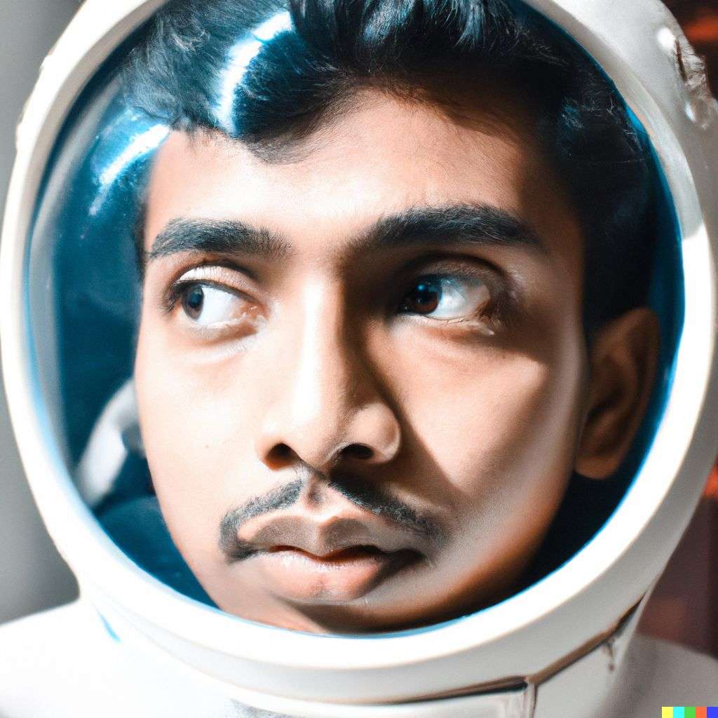 an astronaut, photograph taken with a macro lens, 50mm